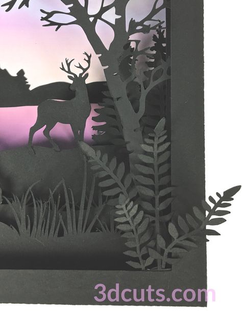 Deer Shadow Box Small Tutorial — 3DCuts.com Shadow Box Svg Free, Light Box Diy, Shadow Box Svg, Silhouette Online Store, Silhouette Design Studio, 3d Shadow Box, 3d Paper Crafts, Paper Cut Art, Silhouette Design Store