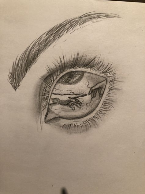 Eye Of Creation, Eye Drawings Aesthetic, Eye Sketches Aesthetic, Eye Looking Up Drawing, Aesthetic Eye Sketch, Creation Of Adam Drawing, Eyeball Drawings, Eye Drawing Aesthetic, Aesthetic Eyes Drawing