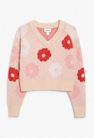 Pair these pretty blooms with wide-legged jeans Jumper, £35, monki.com Cute Turtleneck, Cute Flower Pattern, Jeans Jumper, Off White Jeans, Wide Legged Jeans, Classic Turtleneck, Floral Picks, Chunky Cable Knit, Leather Loafer Shoes