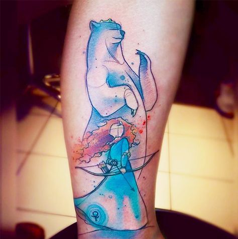 "Brave" Tattoo Be Brave Tattoo, Tattoos Instagram, Disney Sleeve, Disney Princess Tattoo, Princess Tattoo, Disney Brave, Harry Potter Tattoos, Wolf Tattoos, Disney Tattoos