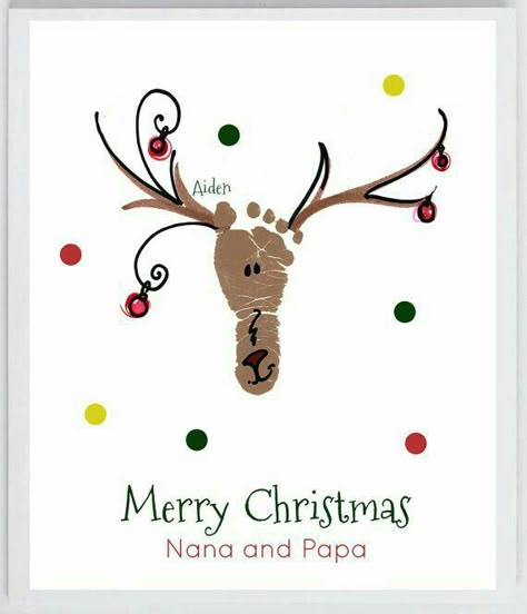 Reindeer Footprint, Footprint Wall Art, Grandpa Christmas Gifts, Calendar Advent, Grandpa Christmas, Footprint Crafts, Footprint Art, Navidad Diy, Preschool Christmas