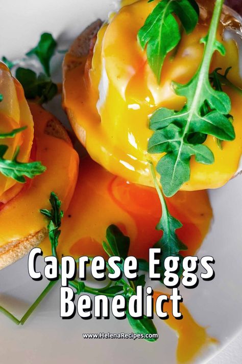 Caprese Eggs Benedict looking extremely yummy and inviting. Benedict Recipe, Eggs Benedict Recipe, Types Of Eggs, Time Of The Day, Weekend Brunch, Egg Recipes, Caprese Salad, Eggs Benedict, The Day