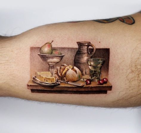 Still Life by Mumi, a travelling artist. Still Life Tattoo, Bread Tattoo, Tattoo Design Ideas, Best Tattoo, Tattoo Design, Still Life, Design Ideas, Bread, Design