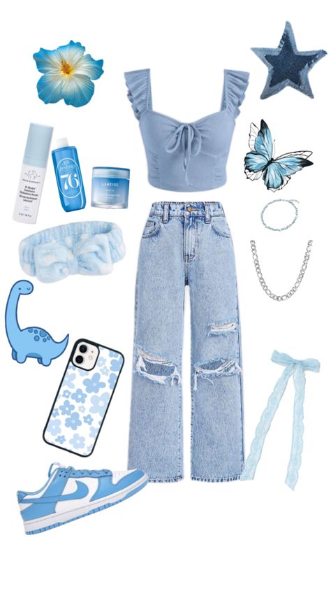 Blue Aesthetic Outfits, Southern Preppy Outfits, Sky Blue Outfit, Light Blue Pants, Blue Outfits, Ny Trip, Preppy Stuff, Preppy Southern, Character Aesthetics