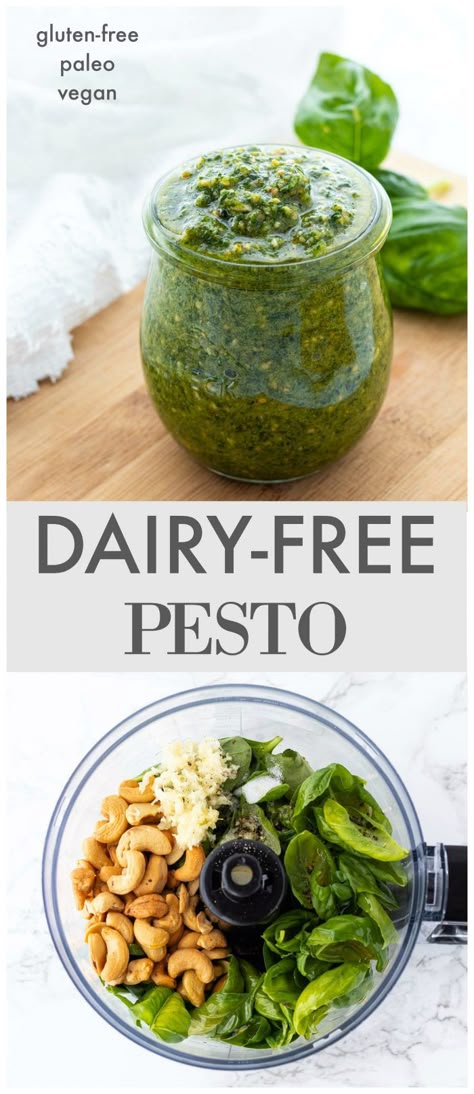 Dairy-Free Pesto | Haute & Healthy Living Vegan Basil Pesto, Paleo Pesto, Vegan Pesto Recipe, Dairy Free Pesto, Paleo Sauces, Basil Pesto Recipes, Vegan Pesto, Homemade Pesto, Pesto Recipe