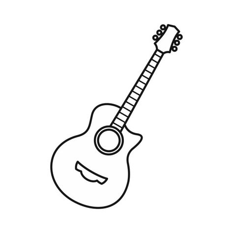 Draw A Guitar, Music Guitar Tattoo, Guitar Icons, Gitar Vintage, Guitar Outline, Guitar Icon, Instrument Craft, Pyrography Ideas, Guitar Vector