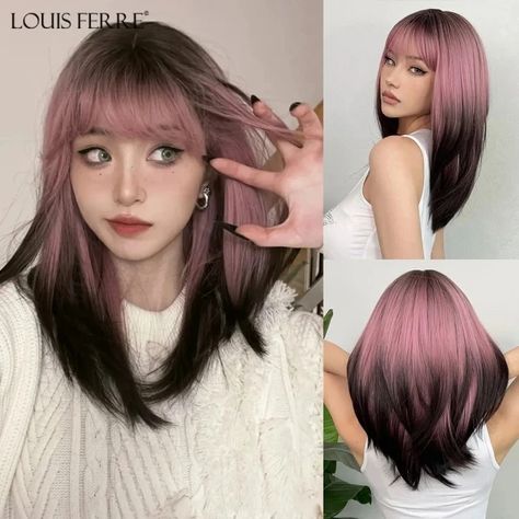 Just found this amazing item on AliExpress. Check it out! C$16.77  65％ Off | LOUIS FERRE Black Pink Ombre Synthetic Wigs for Cosplay Long Straight Layered Wigs with Bangs for Women Heat Resistant Fake Hair Layered Wigs, Long Straight Layers, Thick Bangs, Bangs For Women, Fake Hair, Pink Wig, Brown Wig, Full Wigs, Long Wigs