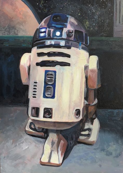 R2-D2 , 5' x 7" acrylic on board Star Wars Art Painting, Star Wars Painting, Nursery Paintings, Chris Wood, R2 D2, Star Wars Artwork, Painting Inspo, Painting Still Life, Art Instructions