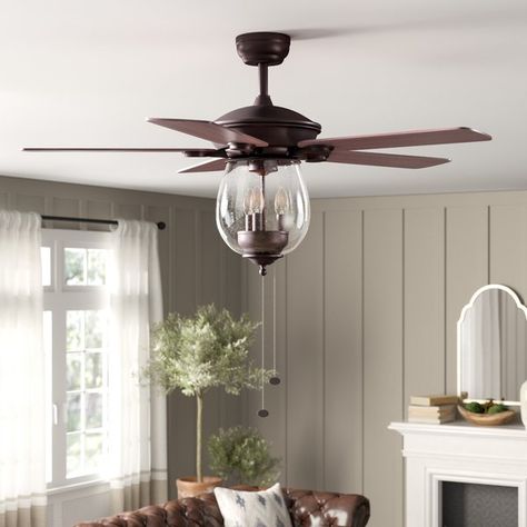 Rueben 5 Blade Ceiling Fan with Remote, Light Kit Included Decorative Ceiling Fans, Ceiling Fan Makeover, Ceiling Fan Light Kit, Fan With Light, Led Ceiling Fan, Ceiling Fan Chandelier, Ceiling Fan With Remote, Outdoor Ceiling Fans, Metal Homes