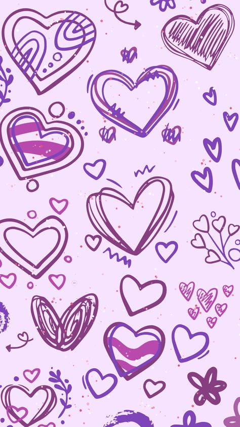 Garabatos de corazones morados 💜 Fondo de pantalla, background, purple, scribble, garabatos, dibujo, drawing, morados. Wallpaper Corazones, Pink Heart Background, Background Purple, Turquoise Wallpaper, Purple Vibe, Iphone Wallpaper Hipster, Purple Hearts, Heart Background, Heart Drawing