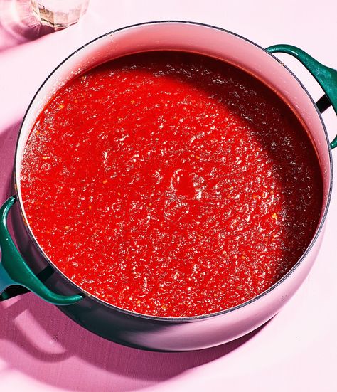 Sunday Stash Marinara Sauce Recipe | Epicurious Leftover Tomato Sauce, Shawarma Spices, Canning Crushed Tomatoes, Marinara Sauce Recipe, Easy Tomato Sauce, Canning Diced Tomatoes, Tomato Chutney, Freezer Friendly, Batch Cooking