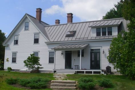 Standing Seam Metal Roofs by C.O. Beck & Sons Roofing & Sheet Metal slate gray roof Gray Metal Roof, Metal Roof Houses, Maine Homes, Epdm Roofing, Standing Seam Roof, Metal Roofs, Standing Seam Metal Roof, Farmhouse Paint, Metal Roofing