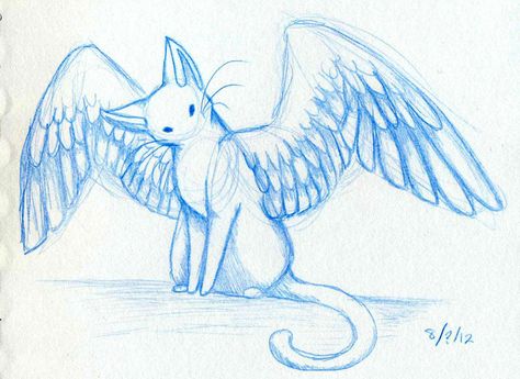 Wing cat 2 by Om-nom-nomnivore.deviantart.com on @deviantART Winged Cat Tattoo, Winged Animals Drawings, Winged Cat, Cat With Wings, Angel Cat Drawing, Cat With Wings Drawing, Cat With Angel Wings Tattoo, Cats With Wings Drawing, Winged Cat Art