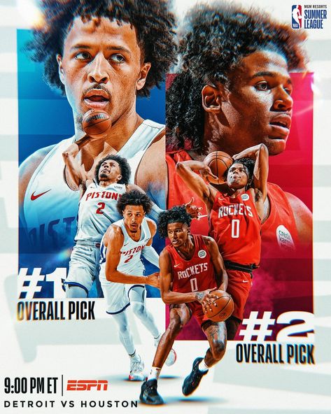 Sports Vs Poster Design, Sports Design Layout, Cade Cunningham, Jalen Green, 1 Vs 1, Instagram Graphic Design, Nba Basketball Art, Nba Art, Sports Design Inspiration