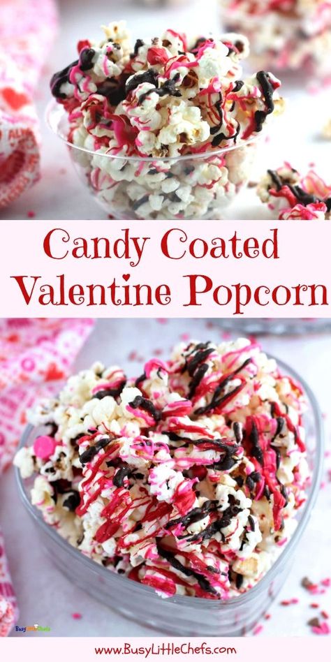 Valentines Day candy popcorn is an easy no-bake treat to make. We made this recipe with red and pink colored candy melts, and white and milk chocolate. Makes a great gift idea. #candypopcorn #valentinesday #candy #treats #kidfriendly Easy Kids Treats, Easy No Bake Snacks, Christmas Treats For School, Treats In A Jar, Candy Popcorn Recipe, Easy Valentines Day Treats, Valentine Snack, Kids Christmas Treats, Recipes To Make With Kids