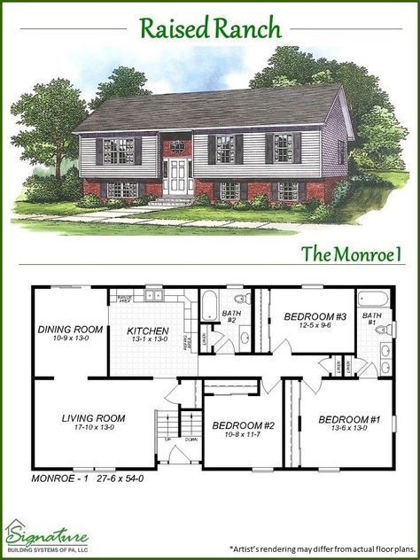 Can A Raised Ranch Home Become A Traditional Home? | Laurel Home Elevated House Plans, Ranch House Floor Plans, Raised Ranch Remodel, Brick House Plans, Raised House, Raised Ranch, Split Foyer, Unique House Plans, Floor Plans Ranch