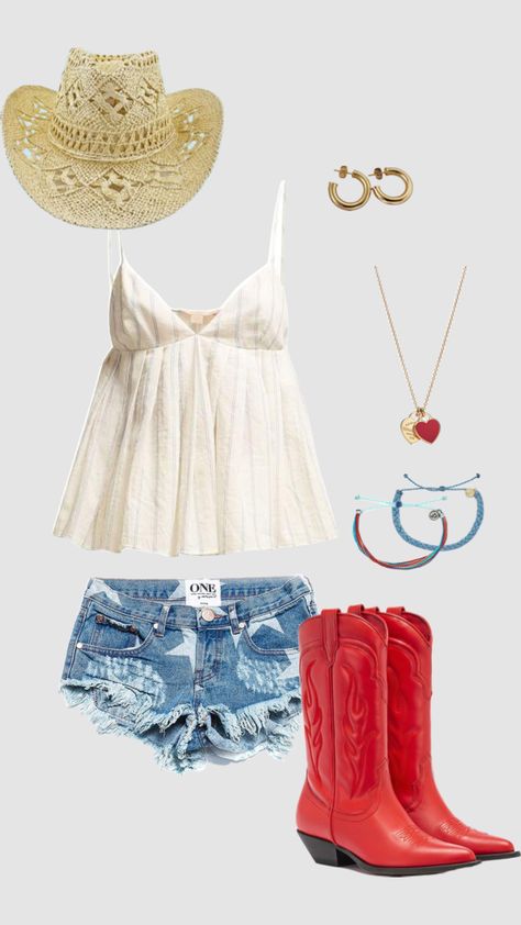 4th of july outfits Usa Country Concert Outfits, 4th Of July Cowgirl Outfits, Red Country Concert Outfit, 4 July Outfits, 4th Of July Rodeo Outfit, Country 4th Of July Outfits, Country Concert Outfit Luke Bryan, 4th Of July Western Outfits, 4th Of July Aesthetic Outfits