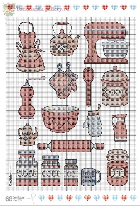 Gallery.ru / Photo # 68 - Cross Stitcher _278_ 2014 - Tatiananik Cross Stitch Kitchen, Cross Stitch Bookmarks, Mini Cross Stitch, Cross Stitch Borders, Cute Cross Stitch, Cross Stitch Cards, Diy Cross Stitch, Cross Stitch Patterns Free, Free Cross Stitch