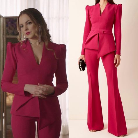 Dynasty Closet on Instagram: “04x01 “That Unfortunate Dinner” - May 7, 2021 Safiyaa “Marisha Fuchsia Top” - $975.00 Safiyaa “Halluana Fuchsia Trousers” - $624.00…” Dynasty Closet, Boss Lady Outfit, Dynasty Outfits, Fallon Carrington, Dynasty Clothing, Boss Outfit, Corporate Fashion, Clothes Jewelry, Elizabeth Gillies