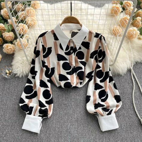 Stylish Long Tops For Women, Trendy Fashion Tops Long, Chiffon Tops For Women Trendy, Flared Tops, Western Tops For Women, Tops Korean Style, Chiffon Shirts, Tops Korean, Stylish Tops For Women