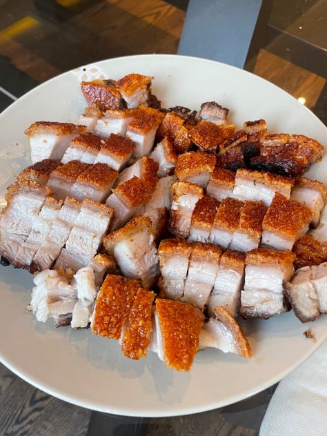 This crispy roast pork belly is one of the best dishes to make at a gathering. Full recipe with methods to get the perfect crispy skin here! Pork Belly Oven, Crispy Roast Pork, Pork Belly Recipes Crispy, Roast Pork Belly, Roast Dinners, Spicy Peanut Noodles, Parmesan Chicken Wings, Garlic Parmesan Chicken Wings, Dishes To Make