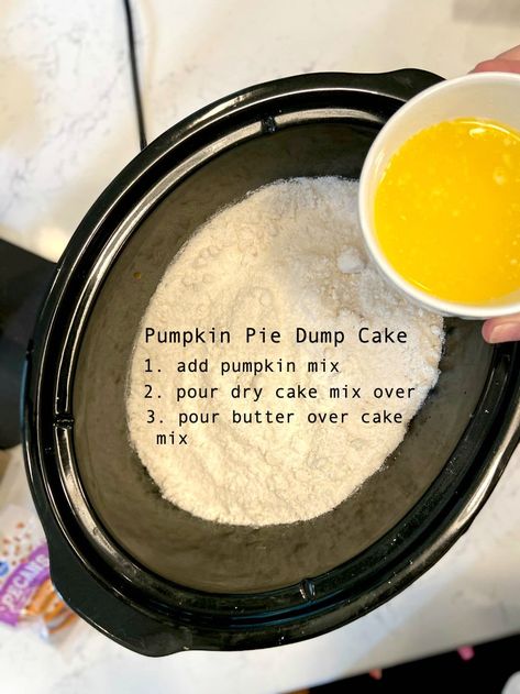 Crockpot Pumpkin Pie Dump Cake - Tatertots and Jello Crockpot Pumpkin Dessert, Dump Cake Crockpot, Pumpkin Pie Dump Cake, Slow Cooker Pumpkin Butter, Easy Pumpkin Dump Cake, Crockpot Pumpkin, Crockpot Cake, Crockpot Dump Recipes, Fall Slow Cooker Recipes