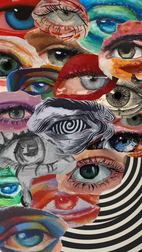 Graphic Pictures Art, Eyes Watching Drawing, Ways Of Seeing Art, I Am Watching You Wallpaper, Watching Eyes Art, Eyes On You, Eyes For Collage, Eyes Collage Art, Physical Collage Art