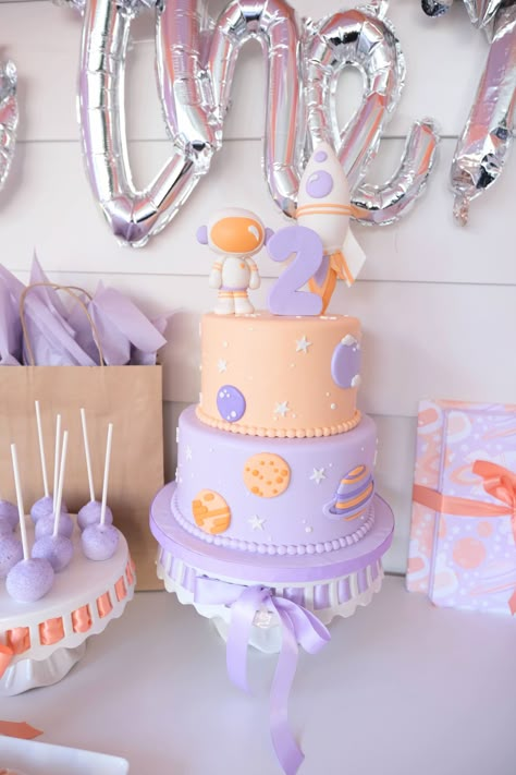 Space Theme Birthday Party, Space Themed Birthday Party, Space Themed Birthday, Two The Moon, 2nd Birthday Party For Girl, Astronaut Birthday, Baby Birthday Themes, Second Birthday Ideas, Moon Girl