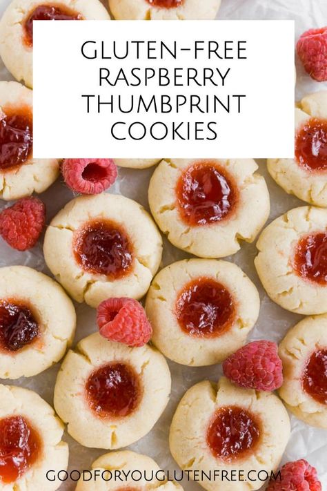 Gluten Free Thumbprint Cookies, Raspberry Thumbprint, Cookies Sans Gluten, Raspberry Thumbprint Cookies, Gluten Free Christmas Cookies, Thumbprint Cookies Recipe, Cookies Gluten Free, Gluten Free Christmas, Gluten Free Sweets