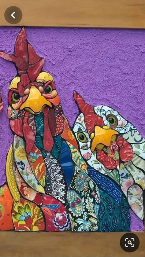 Chicken Mosaic, Mosaic Painting, Mosaic Art Diy, Mosaic Animals, Mosaic Garden Art, Mosaic Birds, Quilt Modernen, Mosaic Art Projects, Mosaic Tile Art