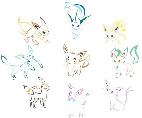 Pop Culture Tattoos, Evolution Tattoo, Pokemon Tattoos, Pokemon World, Pikachu Tattoo, Eevee Cute, Culture Tattoos, Fox Tattoo Design, Cute Matching Tattoos