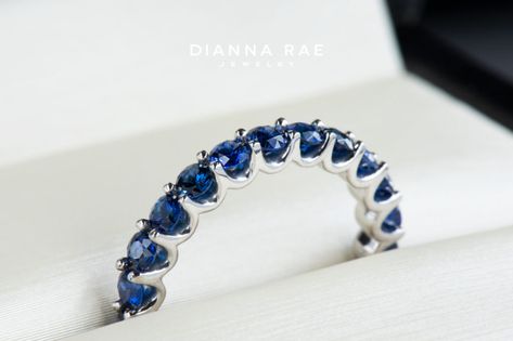 Sapphire Anniversary Band, Sapphire Anniversary, Sapphire Eternity Band, Love And Beauty, Timeless Love, Round Sapphire, Anniversary Bands, Diamond Band, Eternity Band