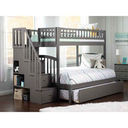 Bunk Bed With Stairs, Bed With Stairs, Staircase Bunk Bed, Twin Over Full Bunk Bed, Bunk Beds With Drawers, Staircase Storage, Murphy Bed Plans, Bunk Beds With Stairs, Bunk Beds With Storage