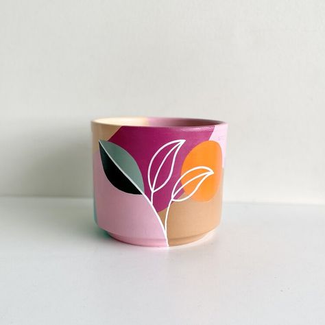 Shop for Beautiful Hand Painted Pots — The Artful Grimmer Hand Painted Clay Pots, Flower Pots Painting, Pots Painting, Hand Painted Pots, Sunset Blush, Pots Design, Diy Keramik, Pots Diy, Plant Pot Design