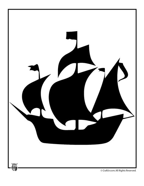 Thanksgiving Mayflower Template Pirate Ship Silhouette, Ship Silhouette, Thanksgiving Templates, Silhouette Stencil, Sail Boat, Jolly Roger, Silhouette Art, Tall Ships, Pirate Ship