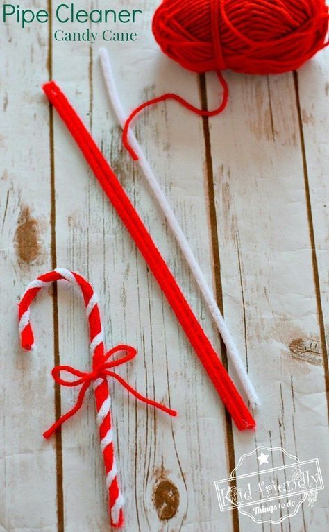 Make this DIY Pipe Cleaner Candy Craft Cane Ornament with the Kids this Christmas. Perfect for the tree, for school parties and decorations - www.kidfriendlythingstodo.com Candy Cane Crafts, Christmas Trees For Kids, Candy Cane Christmas Tree, Diy Pipe, Candy Cane Ornament, Candy Crafts, Crafts For Kids To Make, Kids Ornaments, Christmas Ornament Crafts