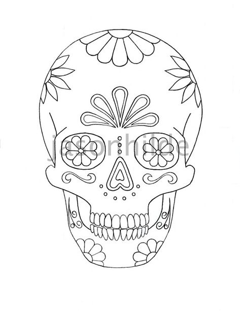 Skull Drawing Easy, Skulls Coloring Pages, Sugar Skull Coloring Pages, Coloring Pictures Of Animals, Sugar Candy Skulls, Sugar Skull Art Drawing, Sugar Skull Drawing, Puzzle Piece Tattoo, Skull Coloring