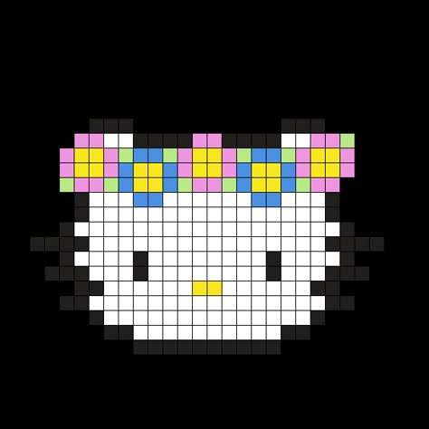 Hello Kitty Kandi, Checkered Paper, Graph Paper Drawings, Easy Perler Beads Ideas, Tiny Cross Stitch, Fuse Bead Patterns, Easy Pixel Art, Kandi Patterns, Kitty Drawing