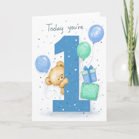 Baby Boy Cards Handmade, Baby Birthday Card, First Birthday Presents, Stampin Up Birthday Cards, Old Birthday Cards, Baby Cards Handmade, Shower Balloons, Baby Boy Cards, First Birthday Cards