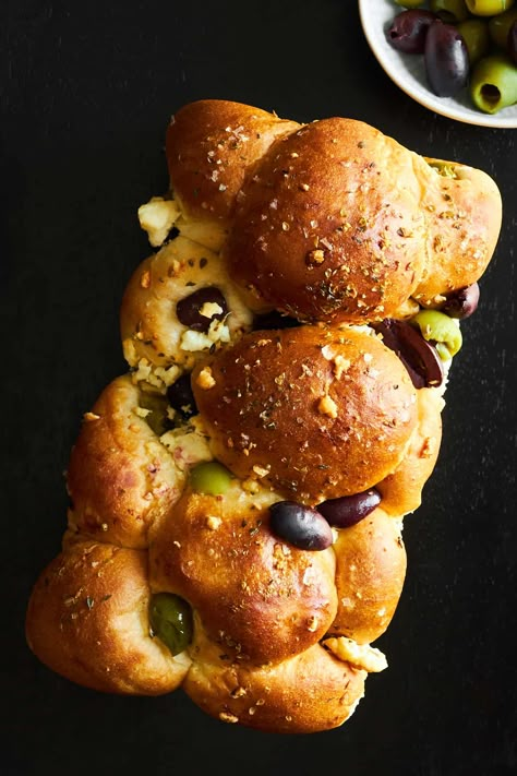 Pull Apart Olive Bread Olive Loaf Recipe, Food Dolls Olive Pull Apart Bread, Olive Cheese Pull Apart Bread, Pull Apart Olive Bread Food Dolls, Pull Apart Wreath Bread, Rhodes Pull Apart Bread, Pull Apart Olive Bread, Rhodes Rolls Focaccia Bread, Olive Bread Appetizer