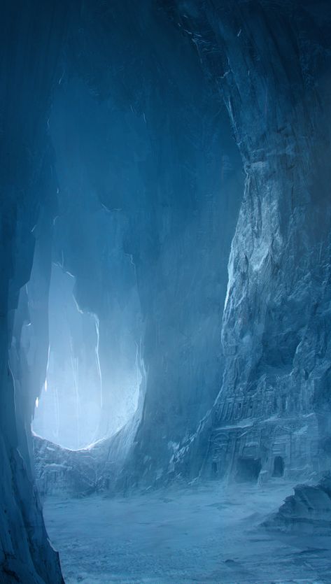 ice temple by regnar3712 on DeviantArt Ice Temple, Illustration Landscape, Heroic Fantasy, Ice Cave, Landscape Concept, 다크 판타지, Fantasy Setting, Fantasy Places, Art Et Illustration