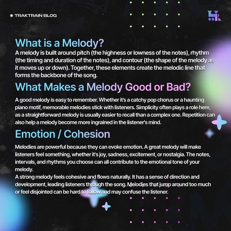 🎶 How to Write a Melody for a Song: How to Write a Melody for Any Lyric — New Post on Blog Unlock the art of melody writing! Learn step-by-step how to create captivating melodies that perfectly complement your lyrics. Master techniques to enhance your songwriting and bring your music to life. 🔗 Read More — Link in bio #traktrain #manual #blog #melody #howto #write #song #lyrics #tips #guide How To Make A Melody For A Song, Melody Writing, Write Song Lyrics, Songwriting Inspiration, Writing Songs Inspiration, Writing Songs, Writing Music, Music Tutorials, Inspirational Songs