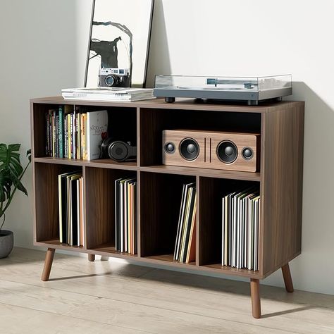 Cozy Castle, Office Brown, Open Cube, Turntable Stand, Record Stand, Table For Bedroom, Audio Rack, Record Player Stand, Vinyl Player