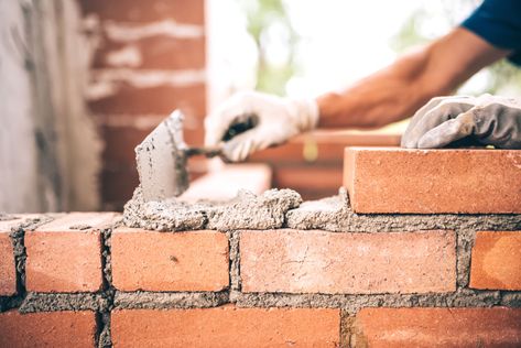 Building A Brick Wall, Concrete Work, Masonry Construction, Types Of Bricks, Building Foundation, Masonry Work, Build A Wall, Brick Masonry, Masonry Wall