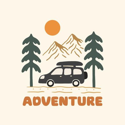 Mountain Illustration Simple, Adventure Illustration, Cartoon Mountain, Boys Prints, Forest Adventure, Friends Tee, Mountain Design, Insta Icon, Infant Boy