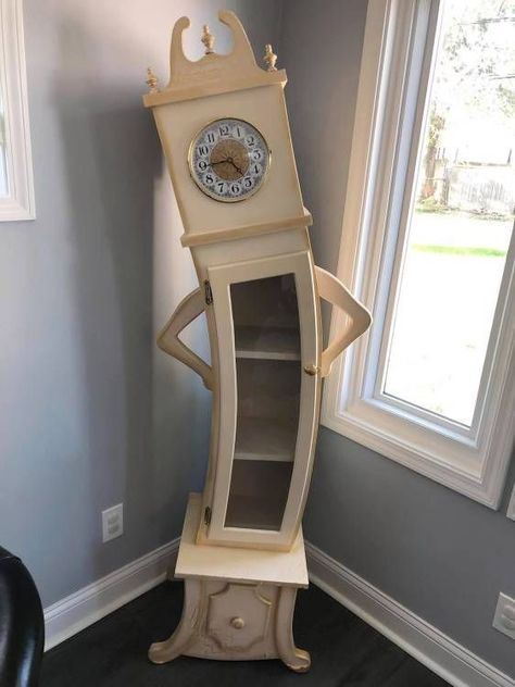 A Whimsical Grandfather Clock With a Sassy Stance Rooms Decoration, Weird Furniture, Thrifted Home, Unusual Furniture, Thrifted Home Decor, Whimsical Furniture, Dekor Diy, Thrift Store Crafts, Grandfather Clock