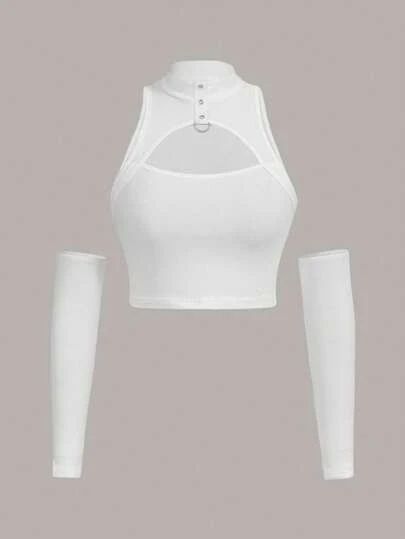 Shein Icon, Front Crop Top, Arm Sleeves, Top Crop, Arm Sleeve, Shein Tops, Fancy Outfits, Sleeves (women), Dream Clothes