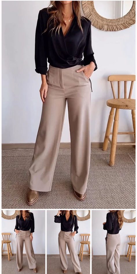 Casual Daily Solid Color Pocket Buttons V Neck Long Sleeve Two Pieces Semi Professional Outfits, Hr Outfits, Business Outfit Ideas, Edgy Wardrobe, Winter Business Outfits, Corporate Woman, Summer Office Outfits, Holiday Outfits Women, Casual Work Outfits Women