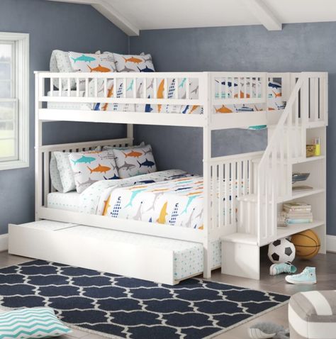 27 Fun Bunk Beds for Kids Idea Bilik Tidur, Reka Bentuk Bilik Tidur, Bunk Bed Rooms, Bunk Beds With Drawers, Cool Bunk Beds, Hiasan Bilik Tidur, Bunk Beds With Stairs, Bunk Bed Designs, Space Bedding