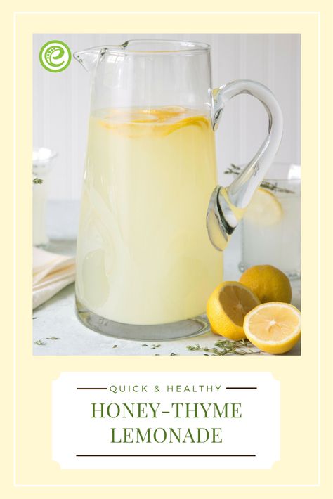 Honey-Thyme Lemonade | eMeals.com Thyme Lemonade, Summer Party Recipes, Tea Party Recipes, Summer Food Party, Healthy Honey, Cucumber Recipes, Tea Party Food, Smart Cooking, Lemon Recipes